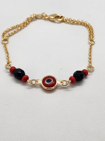 Brand New Brazilian 18k Gold Filled Red Evil Eye Bracelet