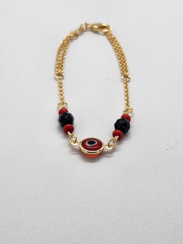 Brand New Brazilian 18k Gold Filled Red Evil Eye Bracelet