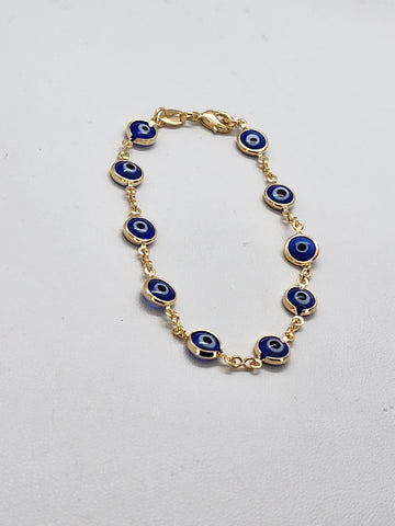 Brand New Brazilian 18k Gold Filled Multi Blue Evil Eye Bracelet