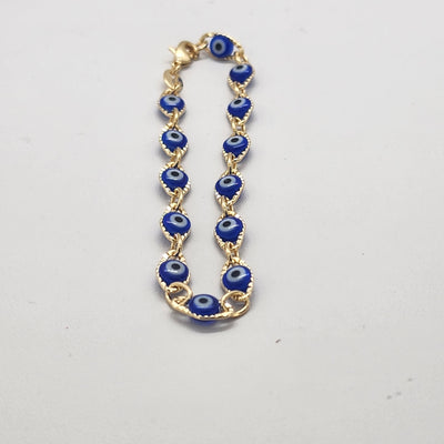 Brand New Brazilian 18k Gold Filled Multi Blue Evil Eye Bracelet