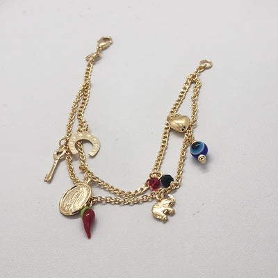 Brand New Brazilian 18k Gold Filled Multi Charms Bracelet