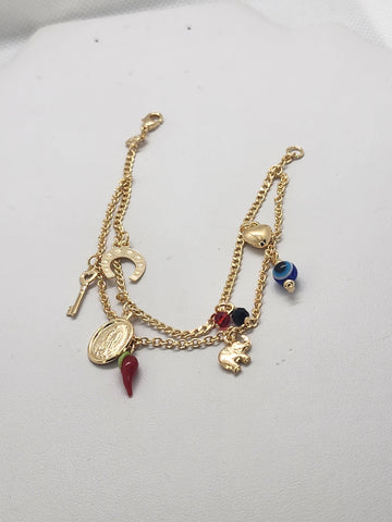 Brand New Brazilian 18k Gold Filled Multi Charms Bracelet