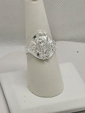 Brand New Silver Virgen De Guadalupe Ring