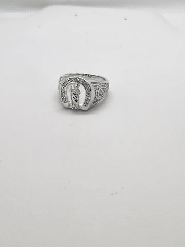 Brand New Sterling Silver 925 San Judas Horseshoe Ring