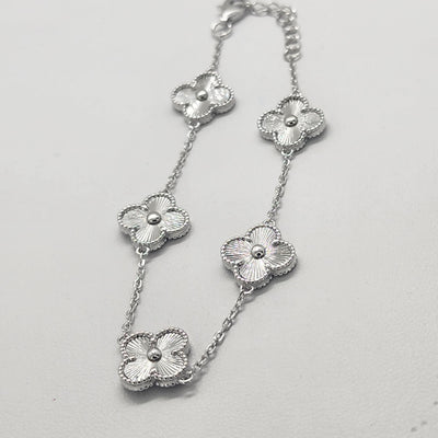 Brand New Sterling Silver 925 5 Clover Bracelet