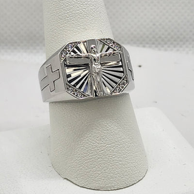 Brand New Sterling Silver 925 Jesus Cross Ring