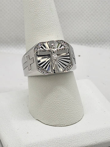 Brand New Sterling Silver 925 Jesus Cross Ring