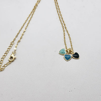 Brand New Sterling Silver 925 Three Blue Hearts Necklace