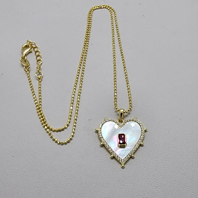 Brand New Sterling Silver 925 White Opal Pink Heart Necklace