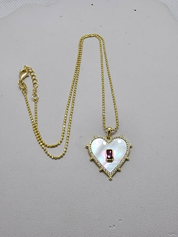 Brand New Sterling Silver 925 White Opal Pink Heart Necklace