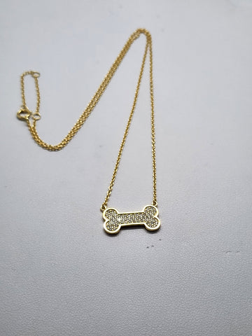 Brand New Sterling Silver 925 Dog Bone Necklace