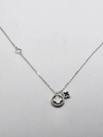 Brand New Sterling Silver Double Clover Necklace