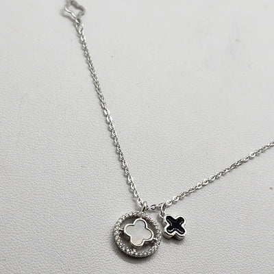 Brand New Sterling Silver Double Clover Necklace