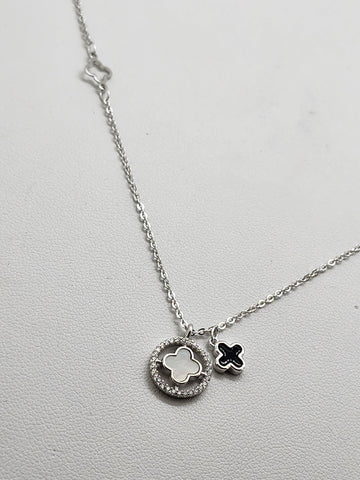 Brand New Sterling Silver Double Clover Necklace