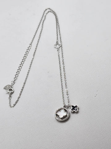 Brand New Sterling Silver Double Clover Necklace