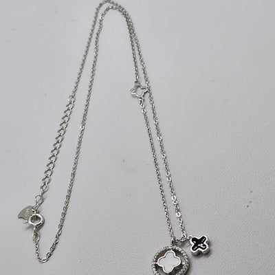 Brand New Sterling Silver Double Clover Necklace