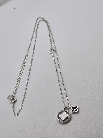 Brand New Sterling Silver Double Clover Necklace