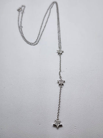 Brand New Sterling Silver 925 Three Stars Necklace