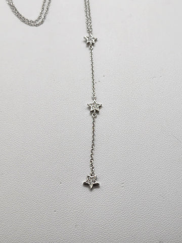 Brand New Sterling Silver 925 Three Stars Necklace