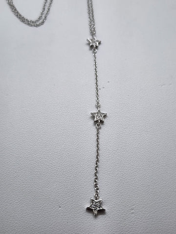 Brand New Sterling Silver 925 Three Stars Necklace