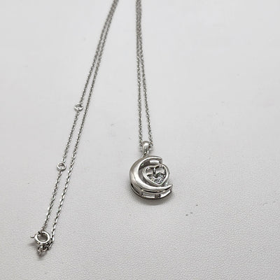 Brand New Sterling Silver 925 Moon Heart Necklace