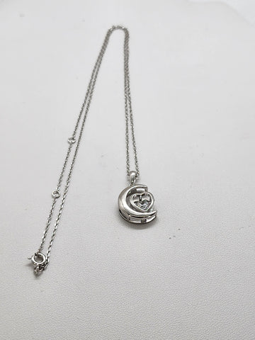 Brand New Sterling Silver 925 Moon Heart Necklace