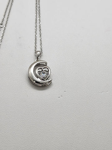 Brand New Sterling Silver 925 Moon Heart Necklace