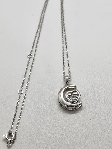 Brand New Sterling Silver 925 Moon Heart Necklace