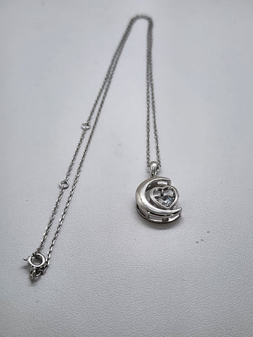 Brand New Sterling Silver 925 Moon Heart Necklace