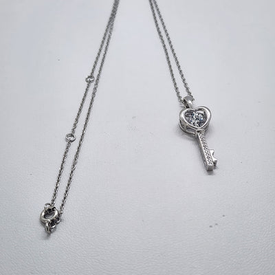 Brand New Sterling Silver 925 Key Heart Necklace