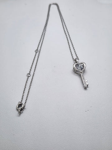 Brand New Sterling Silver 925 Key Heart Necklace