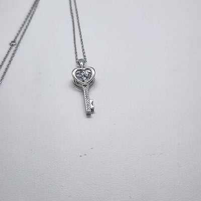 Brand New Sterling Silver 925 Key Heart Necklace