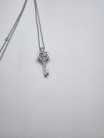 Brand New Sterling Silver 925 Key Heart Necklace