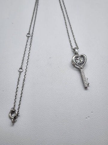 Brand New Sterling Silver 925 Key Heart Necklace