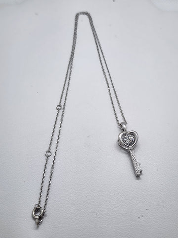 Brand New Sterling Silver 925 Key Heart Necklace