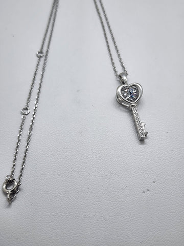 Brand New Sterling Silver 925 Key Heart Necklace