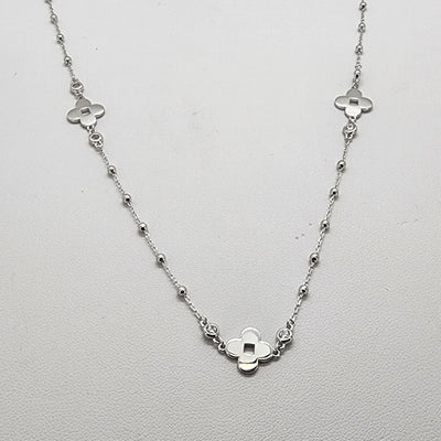 Brand New Sterling Silver 925 Three Clover Beaded Necklace