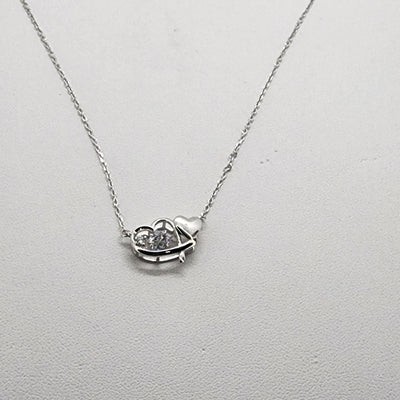 Brand New Sterling Silver 925 Double Heart Necklace