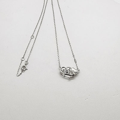 Brand New Sterling Silver 925 Double Heart Necklace