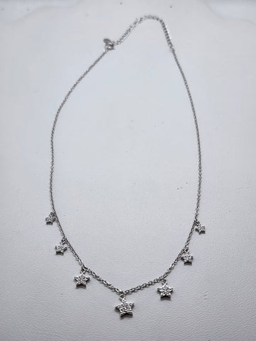 Brand New Sterling Silver 925 Multi Stars Necklace