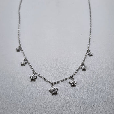 Brand New Sterling Silver 925 Multi Stars Necklace