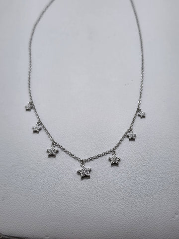 Brand New Sterling Silver 925 Multi Stars Necklace