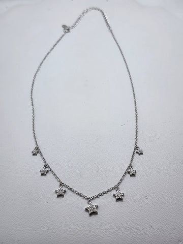 Brand New Sterling Silver 925 Multi Stars Necklace