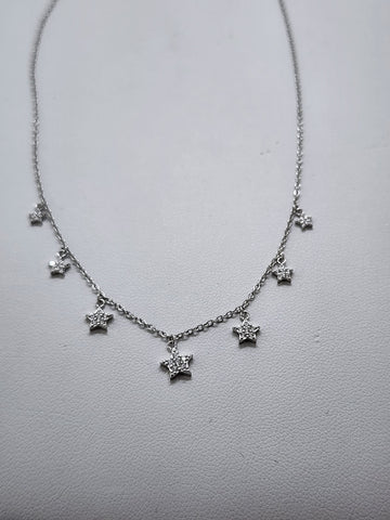 Brand New Sterling Silver 925 Multi Stars Necklace