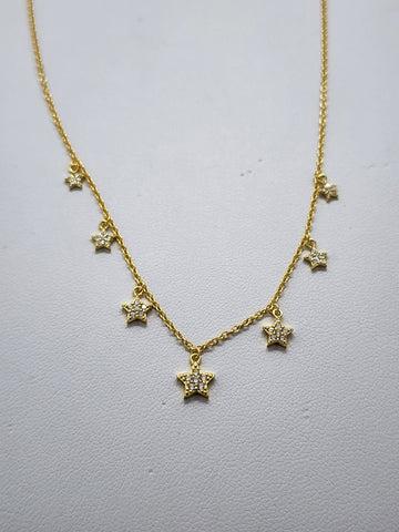 Brand New Sterling Silver 925 Multi Stars Necklace