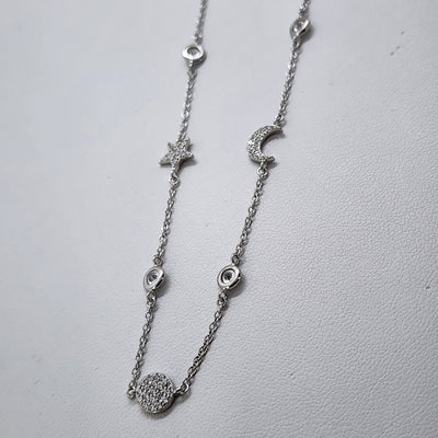 Brand New Sterling Silver 925 Moon Star Necklace