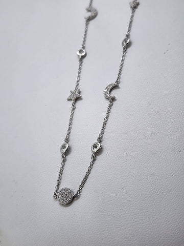 Brand New Sterling Silver 925 Moon Star Necklace