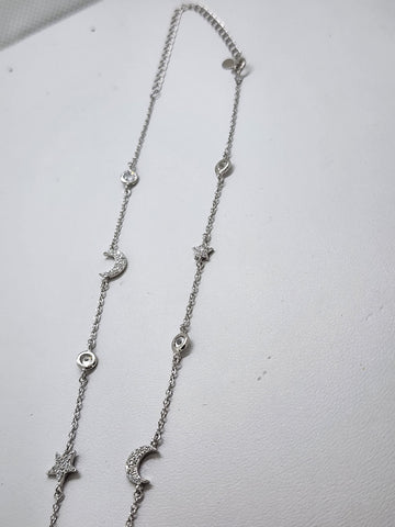 Brand New Sterling Silver 925 Moon Star Necklace