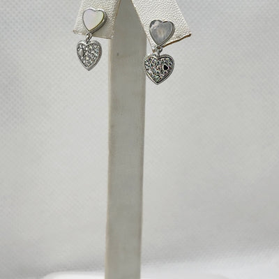 Brand New Sterling Silver 925 Opal Heart Earrings