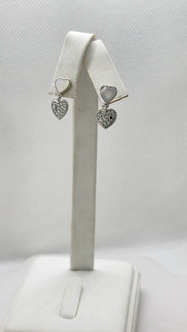 Brand New Sterling Silver 925 Opal Heart Earrings